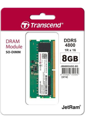 Пам'ять SO-DIMM, DDR5, 8Gb, 4800 MHz, Transcend, 1.1V, CL40 (JM4800ASG-8G)