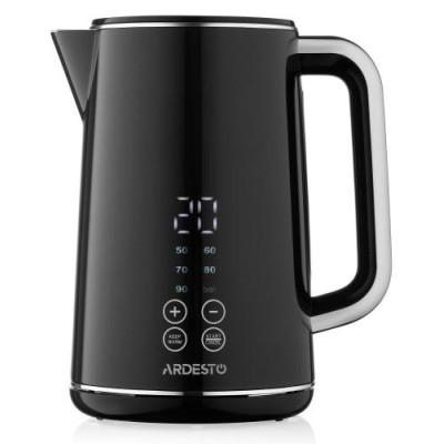 Електрочайник Ardesto EKL-X53E, Black, 2200W, 1.7л, дисковий, полікарбонатний корпус, підігрів до заданої температури, LED-дисплей, подвійні стінки, підтримання температури, захист від включення без води