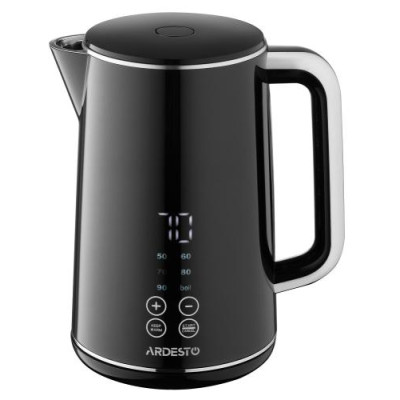 Електрочайник Ardesto EKL-X53E, Black, 2200W, 1.7л, дисковий, полікарбонатний корпус, підігрів до заданої температури, LED-дисплей, подвійні стінки, підтримання температури, захист від включення без води
