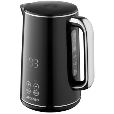 Електрочайник Ardesto EKL-X53E, Black, 2200W, 1.7л, дисковий, полікарбонатний корпус, підігрів до заданої температури, LED-дисплей, подвійні стінки, підтримання температури, захист від включення без води