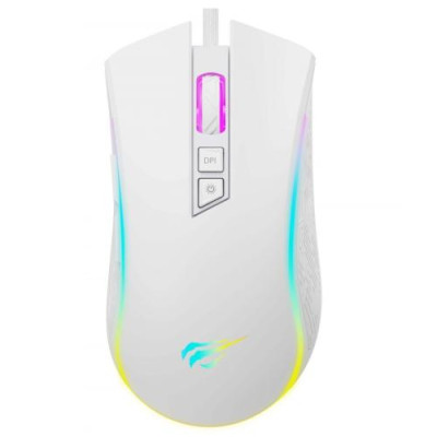 Миша Havit MS1034, White, USB, оптична, 800-4800 dpi, RGB підсвічування, 7 кнопок, 1.6 м (HV-MS1034)