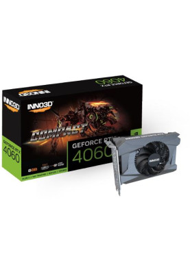 Відеокарта GeForce RTX 4060, Inno3D, COMPACT, 8Gb GDDR6, 128-bit, HDMI/3xDP, 2460/17000 MHz, 8-pin (N40601-08D6-173050N)
