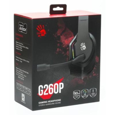 Навушники Bloody G260p Black ігрові, мікрофон, підсвічування 7 кольорів, 3.5 jack, USB, 2м