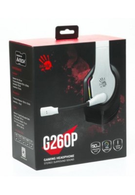 Навушники Bloody G260p White ігрові, мікрофон, підсвічування 7 кольорів, 3.5 jack, USB, 2м