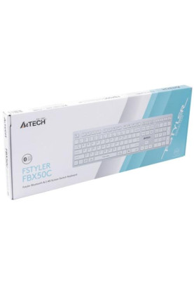 Клавіатура бездротовa A4tech FBX50C White, Bluetooth/2.4 ГГц, Fstyler Compact Size keyboard, USB, 300 мАгод