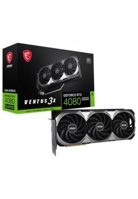 Відеокарта GeForce RTX 4080 SUPER, MSI, VENTUS 3X OC, 16Gb GDDR6X, 256-bit, 2xHDMI/2xDP, 2595/23000 MHz, 16-pin (RTX 4080 SUPER 16G VENTUS 3X OC)