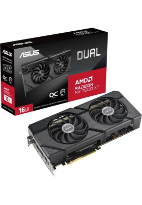 Відеокарта Radeon RX 7800 XT, Asus, DUAL OC, 16Gb GDDR6, 256-bit, HDMI/3xDP, 2520/19500 MHz, 2x8-pin (DUAL-RX7800XT-O16G)