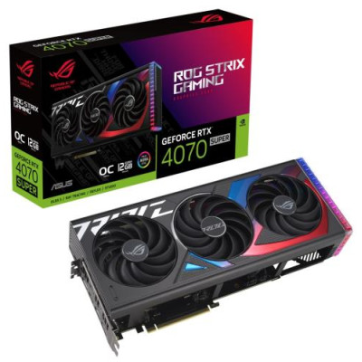 Відеокарта GeForce RTX 4070 SUPER, Asus, ROG GAMING OC, 12Gb GDDR6X, 192-bit, 2xHDMI/3xDP, 2670/21000 MHz, 16-pin (ROG-STRIX-RTX4070S-O12G-GAMING)