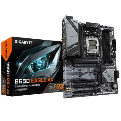 Материнська плата AM5 Gigabyte B650 EAGLE AX, B650, 4xDDR5, Int.Video (CPU), 4xSATA3, 3xM.2, 1xPCI-E 4.0x16, 3xPCI-E 3.0x16, Realtek 7.1, Realtek 7.1, Realtek 7.1, 4xUSB3.2/8xUSB2.0, HDMI/DP, ATX
