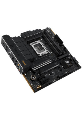 Материнська плата LGA1700, Asus TUF GAMING B760M-PLUS WIFI II, B760, 4xDDR5, Int.Video(CPU), 4xSATA3, 3xM.2, 1xPCI-E 5.0 x16, 1xPCI-E 4.0 x4, 1xPCI-E 3.0 x1, Realtek 7.1, Realtek 2.5Gb, WiFi 6E, Bluetooth 5.3, 6xUSB3.2/7xUSB2.0, HDMI/DP, MicroATX