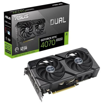 Відеокарта GeForce RTX 4070 SUPER, Asus, DUAL EVO, 12Gb GDDR6X, 192-bit, HDMI/3xDP, 2505/21000 MHz, 16-pin (DUAL-RTX4070S-12G-EVO)