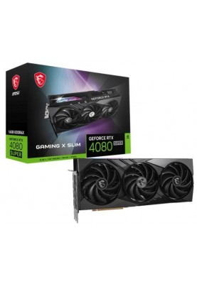 Відеокарта GeForce RTX 4080 SUPER, MSI, GAMING X SLIM, 16Gb GDDR6X, 256-bit, 2xHDMI/2xDP, 2625/23000 MHz, 16-pin (RTX 4080 SUPER 16G GAMING X SLIM)