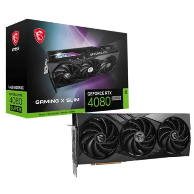 Відеокарта GeForce RTX 4080 SUPER, MSI, GAMING X SLIM, 16Gb GDDR6X, 256-bit, 2xHDMI/2xDP, 2625/23000 MHz, 16-pin (RTX 4080 SUPER 16G GAMING X SLIM)