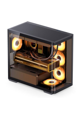Корпус Jonsbo D300, Black, без БЖ, Mini Tower, для Micro ATX / Mini ITX, 1xType-C / 2xUSB 3.0, макс. CPU - 180 мм / VGA - 430 мм, бічна та передня панель із загартованого скла