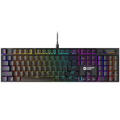 Клавіатура Canyon GK-55 "Cometstrike", Black, USB, механічна (MX Red), 105 кнопок, 18 типів підсвічування, 1.8 м (CND-SKB55-US)