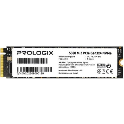 Твердотільний накопичувач SSD 512Gb, ProLogix S380, PCI-E 3.0 x4, M.2 2280, 3D TLC, 3400/1900 МБ/с (PRO512GS380)