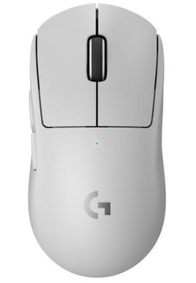 Миша бездротова Logitech PRO X SUPERLIGHT 2, White, USB, 100 - 32 000 dpi, оптична (датчик HERO 25K), 5 кнопок, гібридні перемикачі LIGHTFORCE, вбудована пам'ять, акумулятор (910-006638)