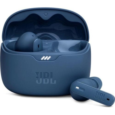 Навушники бездротові JBL Tune Beam, Blue, Bluetooth, мікрофон, акумулятор 70 mAh, чохол з функцією зарядки, технологія "JBL Pure Bass Sound" (JBLTBEAMBLU)