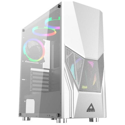 Корпус Montech FIGHTER 500, White, Mid Tower, без БЖ, для ATX / Micro ATX / Mini ITX, 1xUSB 3.0 / 2xUSB 2.0, макс. CPU - 160 мм / GPU - 320 мм, 4x120 мм LED "Rainbow", бічна панель із загартованого скла
