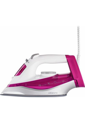 Праска Ardesto IR-C2230-BUR, White/Purple, 2200W, кераміка, паровий удар, резервур 300мл, захист від кальцинації, антикрапля, плавне регулювання потужності пари, автоматичне відключення, мірний стакан для води, горизонтальне відпарювання