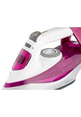 Праска Ardesto IR-C2230-BUR, White/Purple, 2200W, кераміка, паровий удар, резервур 300мл, захист від кальцинації, антикрапля, плавне регулювання потужності пари, автоматичне відключення, мірний стакан для води, горизонтальне відпарювання