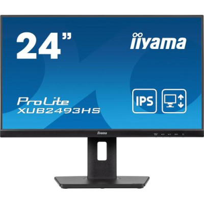 Монітор 23.8" Iiyama ProLite XUB2493HS-B6, Black, WLED, IPS, 1920x1080 (16:9), 0.5 мс, 100 Гц, 250 кд/м², 1300:1, 178°/178°, HDMI/DP, 2x2 Вт, VESA 100x100 мм