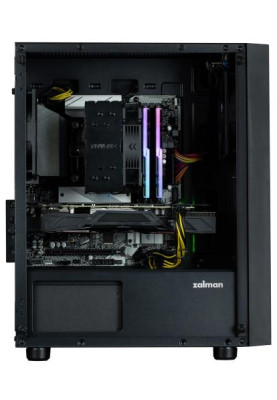 Корпус Zalman T3 PLUS, Black, Mini Tower, без БЖ, для Micro ATX / Mini ITX, 1xUSB 3.0 / 2xUSB 2.0, макс. CPU - 150 мм / VGA - 290 мм, 2x120 мм, бічна панель із загартованого скла