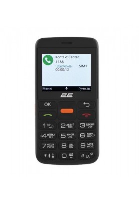 Мобільний телефон 2E T180 MAX, Black, DualSim (miniSIM), 2G, 2.31'' (320x240, TN), 32Mb, microSD (до 16Gb), 0.3 Mp, LED ліхтарик, FM-радіо, Bluetooth, Type-C, 1000 mAh, 87 г