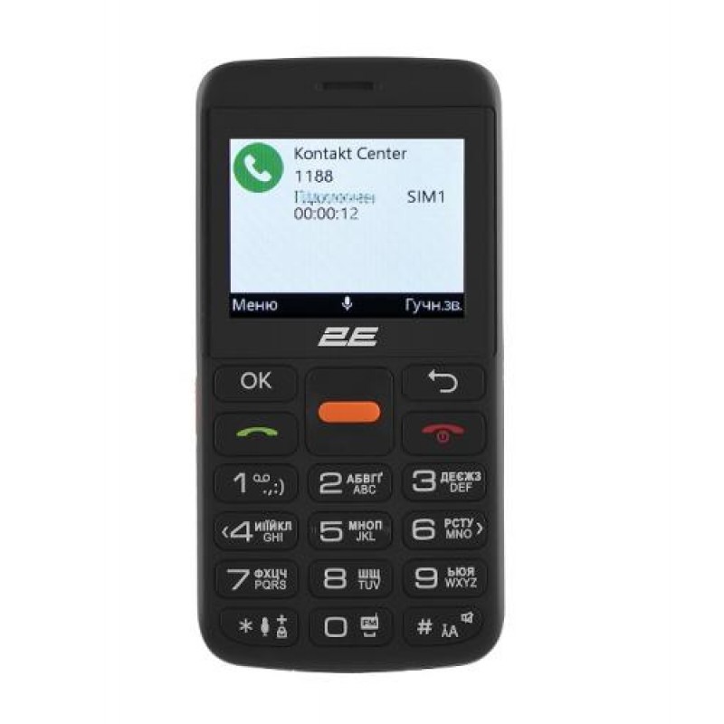 Мобільний телефон 2E T180 MAX, Black, DualSim (miniSIM), 2G, 2.31'' (320x240, TN), 32Mb, microSD (до 16Gb), 0.3 Mp, LED ліхтарик, FM-радіо, Bluetooth, Type-C, 1000 mAh, 87 г