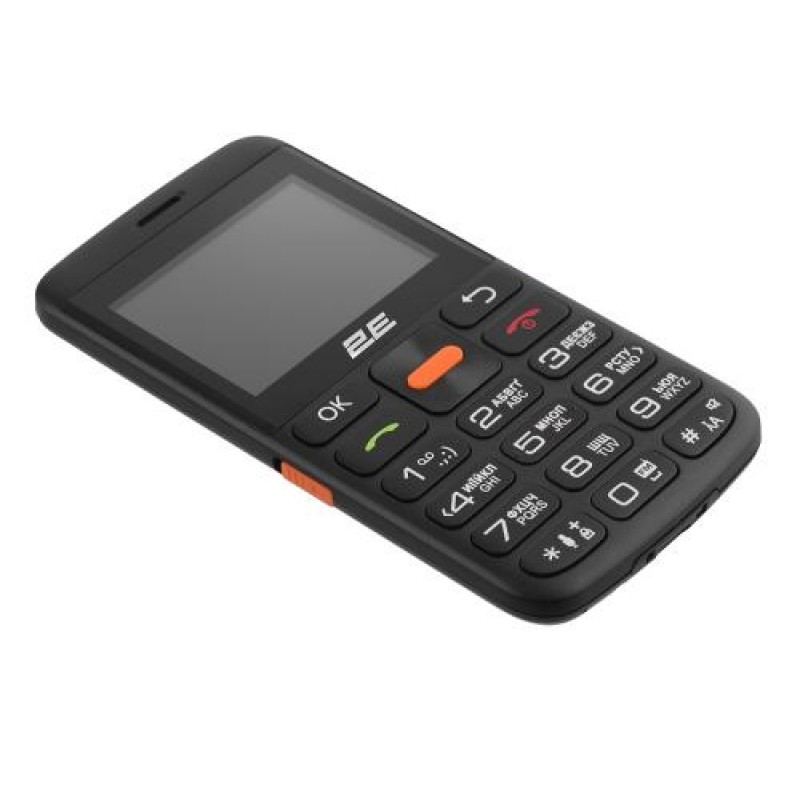 Мобільний телефон 2E T180 MAX, Black, DualSim (miniSIM), 2G, 2.31'' (320x240, TN), 32Mb, microSD (до 16Gb), 0.3 Mp, LED ліхтарик, FM-радіо, Bluetooth, Type-C, 1000 mAh, 87 г