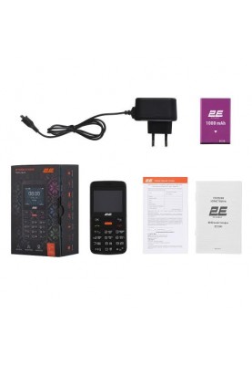 Мобільний телефон 2E T180 MAX, Black, DualSim (miniSIM), 2G, 2.31'' (320x240, TN), 32Mb, microSD (до 16Gb), 0.3 Mp, LED ліхтарик, FM-радіо, Bluetooth, Type-C, 1000 mAh, 87 г