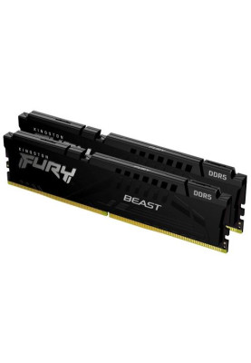 Пам'ять 16Gb x 2 (32Gb Kit) DDR5, 6000 MHz, Kingston Fury Beast (XMP), Black, 30-36-36, 1.4V, з радіатором (KF560C30BBK2-32)