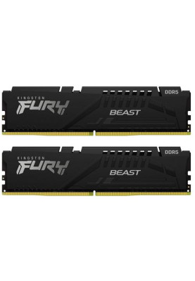 Пам'ять 16Gb x 2 (32Gb Kit) DDR5, 6000 MHz, Kingston Fury Beast (XMP), Black, 30-36-36, 1.4V, з радіатором (KF560C30BBK2-32)