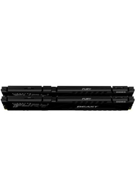 Пам'ять 16Gb x 2 (32Gb Kit) DDR5, 6000 MHz, Kingston Fury Beast (XMP), Black, 30-36-36, 1.4V, з радіатором (KF560C30BBK2-32)