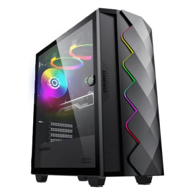 Корпус GameMax Diamond COC, Black, без БП, Midi Tower, E-ATX / ATX / Micro ATX / Mini-ITX, 1xUSB 3.1 / 1xUSB 2.0, макс. CPU - 170 мм / VGA - 340 мм, 1x120 мм ARGB, бічна панель із загартованого скла