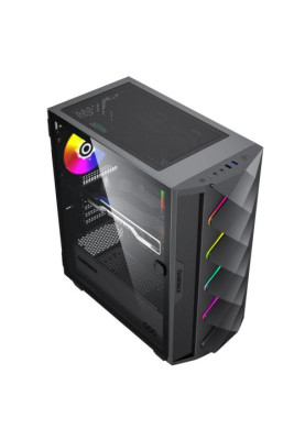 Корпус GameMax Diamond COC, Black, без БП, Midi Tower, E-ATX / ATX / Micro ATX / Mini-ITX, 1xUSB 3.1 / 1xUSB 2.0, макс. CPU - 170 мм / VGA - 340 мм, 1x120 мм ARGB, бічна панель із загартованого скла