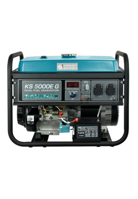 Газобензиновий генератор Konner&Sohnen KS 5000E G, Black/Blue, 4 кВт (макс. 4.5 кВт), ручний/електро стартер, 4-тактний, 50 Гц, 25 л, до 95 дБ, IP23, 680x545x550 мм, 77 кг