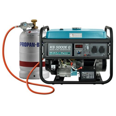 Газобензиновий генератор Konner&Sohnen KS 5000E G, Black/Blue, 4 кВт (макс. 4.5 кВт), ручний/електро стартер, 4-тактний, 50 Гц, 25 л, до 95 дБ, IP23, 680x545x550 мм, 77 кг