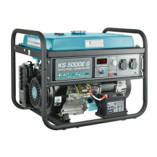 Газобензиновий генератор Konner&Sohnen KS 5000E G, Black/Blue, 4 кВт (макс. 4.5 кВт), ручний/електро стартер, 4-тактний, 50 Гц, 25 л, до 95 дБ, IP23, 680x545x550 мм, 77 кг