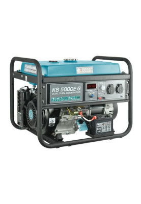 Газобензиновий генератор Konner&Sohnen KS 5000E G, Black/Blue, 4 кВт (макс. 4.5 кВт), ручний/електро стартер, 4-тактний, 50 Гц, 25 л, до 95 дБ, IP23, 680x545x550 мм, 77 кг