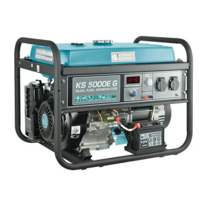 Газобензиновий генератор Konner&Sohnen KS 5000E G, Black/Blue, 4 кВт (макс. 4.5 кВт), ручний/електро стартер, 4-тактний, 50 Гц, 25 л, до 95 дБ, IP23, 680x545x550 мм, 77 кг
