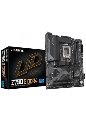 Материнська плата LGA1700, Gigabyte Z790 S DDR4, Z790, 4xDDR4, Int.Video(CPU), 4xSATA3, 3xM.2, 1xPCI-E 4.0 x16, 2xPCI-E 3.0 x16, Realtek 7.1, Realtek 2.5GbE, 6xUSB3.2/10xUSB2.0, HDMI/DP, ATX