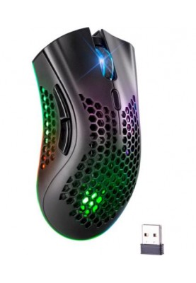 Миша бездротова Defender Warlock GM-709L, Black, USB 2.4GHz, оптична (сенсор PixArt 3212), 800-2400 dpi, 30 IPS, RGB підсвічування, 5 програмованих кнопок, акумулятор 400 mAh (52709)