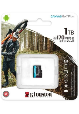 Карта пам'яті microSDXC, 1Tb, Kingston Canvas Go! Plus, Class 10 UHS-I U3 V30 A2, без адаптера, до 170/90 МБ/с (SDCG3/1TBSP)