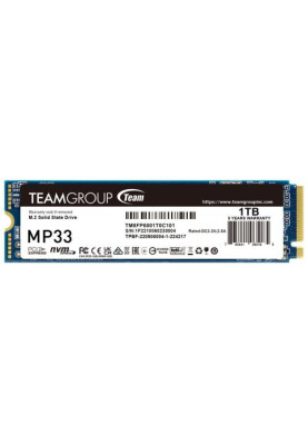Твердотільний накопичувач SSD 1Tb, Team MP33, PCI-E 3.0 x4, M.2 2280, 3D TLC, 1800/1500 МБ/с (TM8FP6001T0C101)