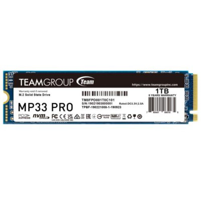 Твердотільний накопичувач SSD 1Tb, Team MP33 Pro, PCI-E 3.0 x4, M.2 2280, 3D TLC, 3500/3000 МБ/с (TM8FPD001T0C101)
