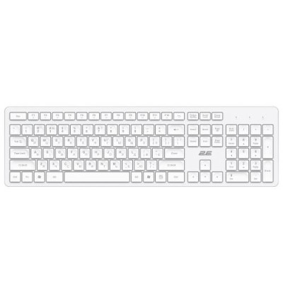 Клавіатура бездротова 2E KS260, White, USB 2.4GHz, вологостійка, до 10 м, 1xAAA (2E-KS260WWH_UA)