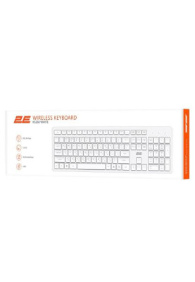 Клавіатура бездротова 2E KS260, White, USB 2.4GHz, вологостійка, до 10 м, 1xAAA (2E-KS260WWH_UA)