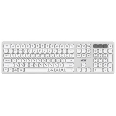 Клавіатура бездротова 2E KS270, Silver/White, Bluetooth / USB 2.4GHz, до 10 м, 2xAAA (2E-KS270WBPN_UA)