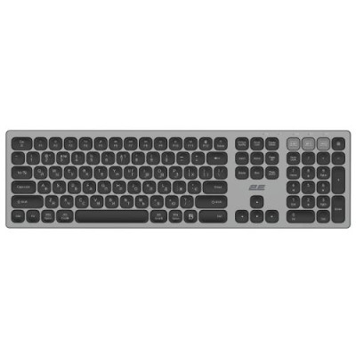 Клавіатура бездротова 2E KS270, Grey/Black, Bluetooth / USB 2.4GHz, до 10 м, 2xAAA (2E-KS270WBPN_UA)